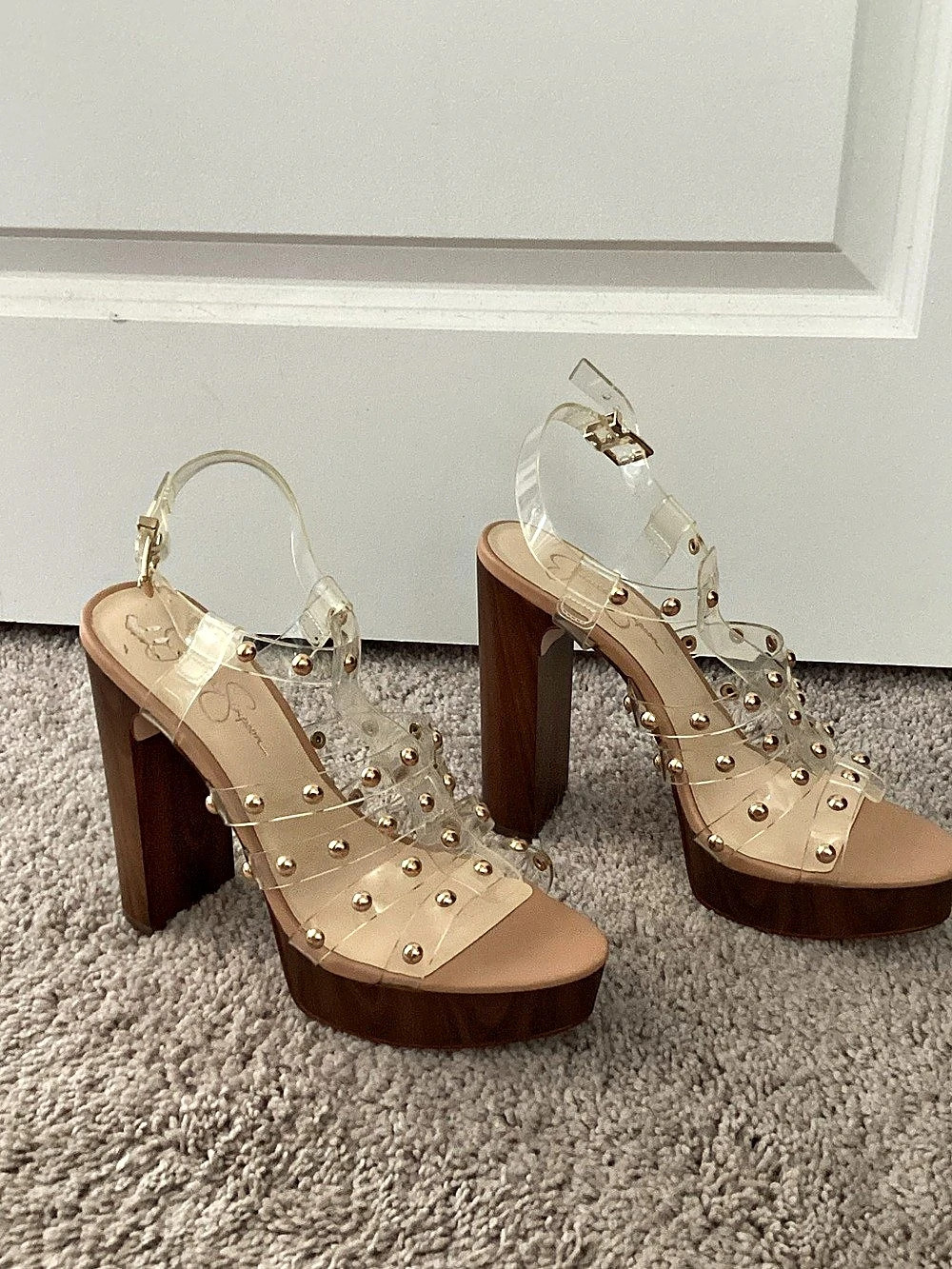 Jessica Simpson Clear Studded Platform Heels
